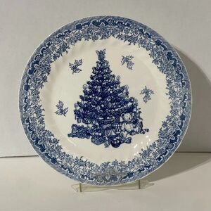 Queen's Myott Factory Seasons Greetings Blue 10" Dinner Plate EUC